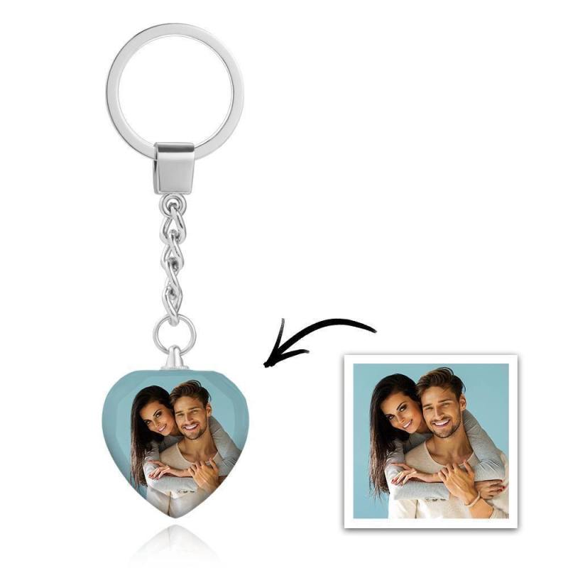 Custom Photo Keychain Crystal Keychain Couple's Green Monday Gifts Heart-shaped 5