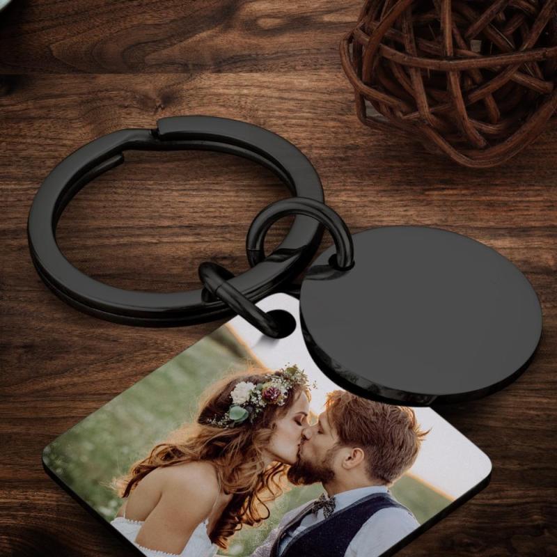 Custom Photo Keychain Engraved Calendar Keychain Gifts Black 1