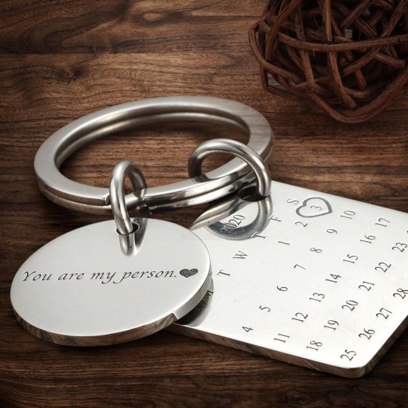 Custom Photo Keychain Engraved Calendar Keychain Gifts Black 5