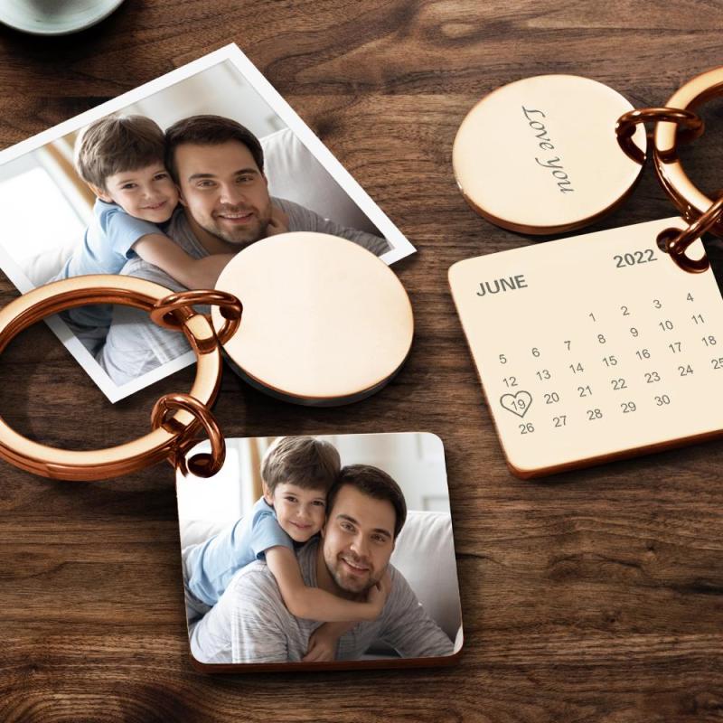 Custom Photo Keychain Engraved Calendar Keychain Gifts For Father 1