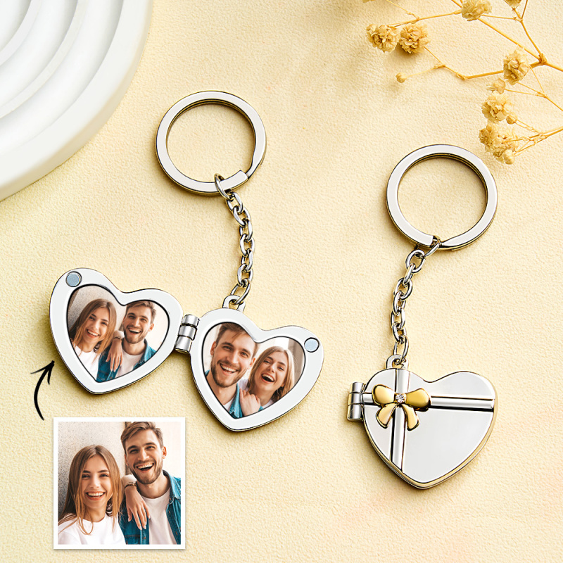 Custom Photo Keychain Heart Frame Keychain Couple Gifts