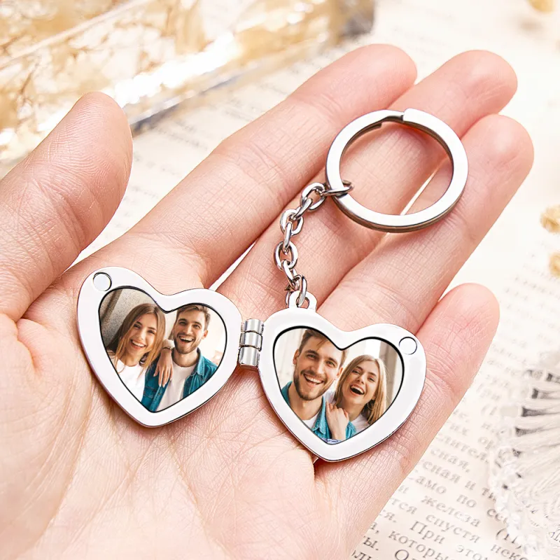 Custom Photo Keychain Heart Frame Keychain Couple Gifts 3