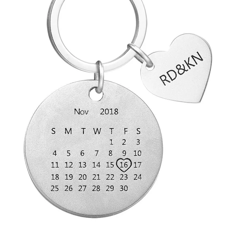 Custom Photo Keychain Personalized Engraved Calendar Keychain Gift For Baby 1