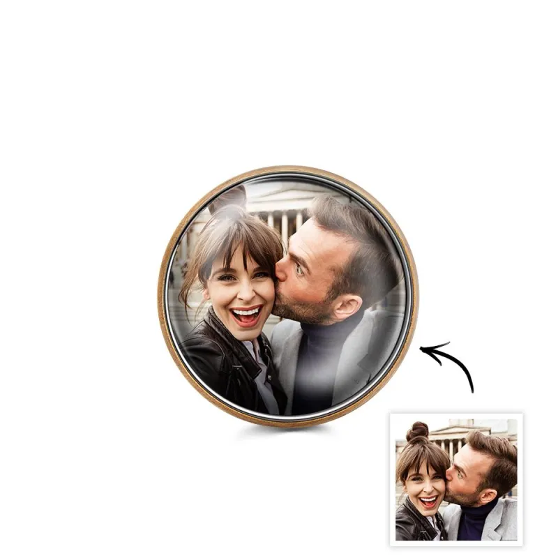 Custom Photo Lapel Pin Vintage Circle Brooch Gift For Man