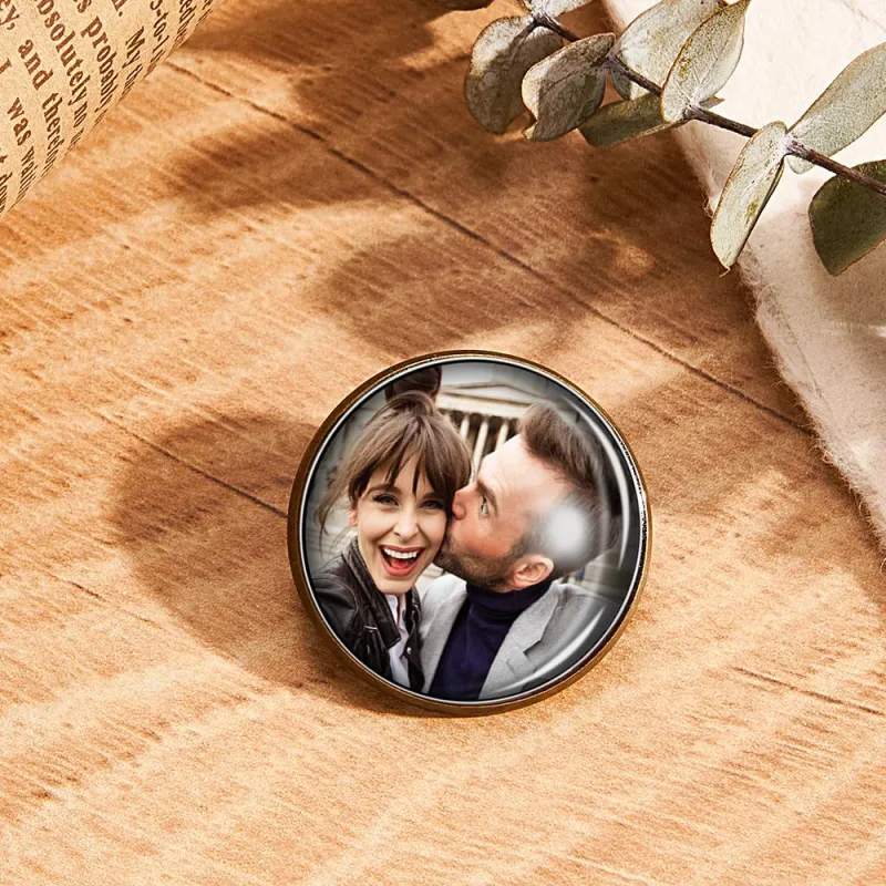 Custom Photo Lapel Pin Vintage Circle Brooch Gift For Man 2