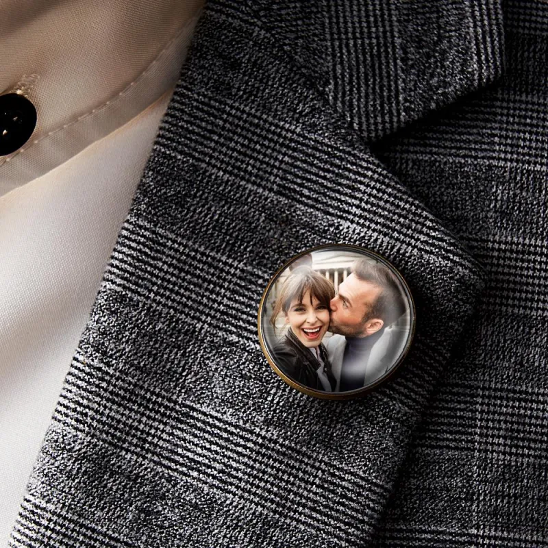 Custom Photo Lapel Pin Vintage Circle Brooch Gift For Man 3