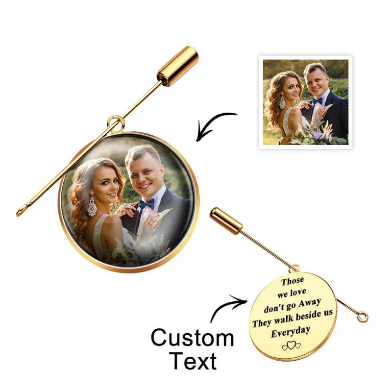 Custom Photo Lapel Pin With Text Retro Brooch Gift For Man