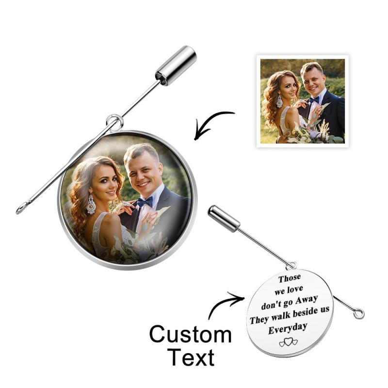 Custom Photo Lapel Pin With Text Retro Brooch Gift For Man 1