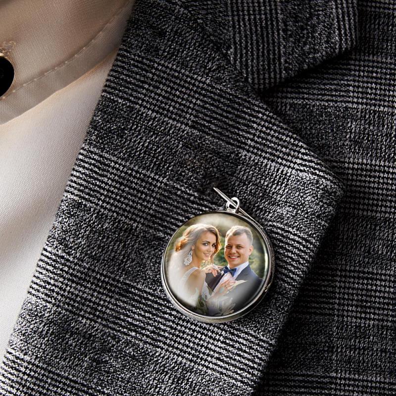 Custom Photo Lapel Pin With Text Retro Brooch Gift For Man 4