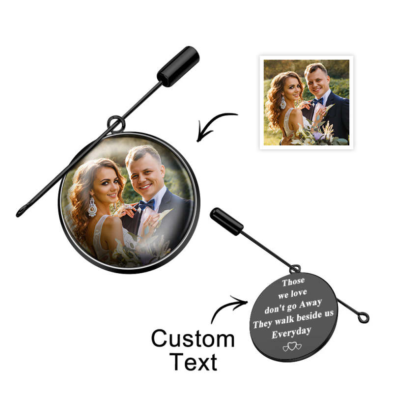 Custom Photo Lapel Pin With Text Retro Brooch Gift For Man 5