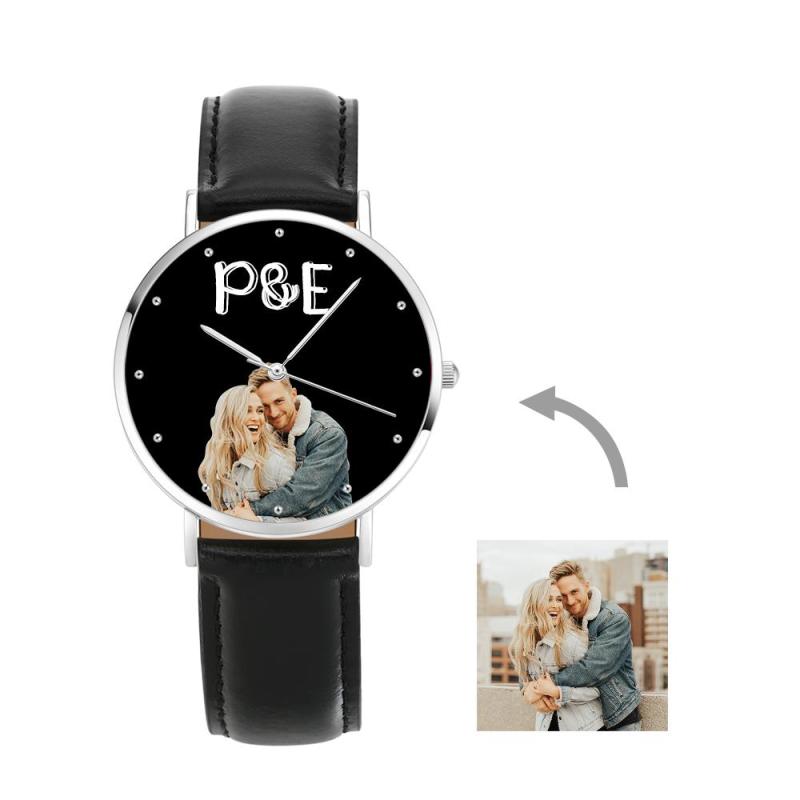 Custom Photo Leather Strap Watch With Text Unique Watch Valentine's Day GIfts