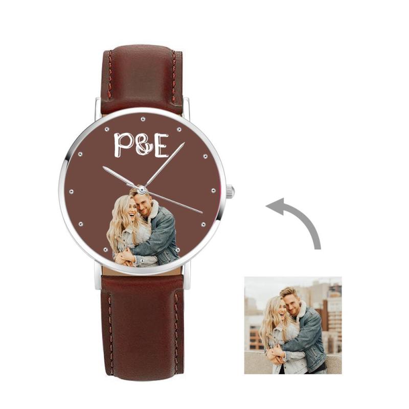 Custom Photo Leather Strap Watch With Text Unique Watch Valentine's Day GIfts 4