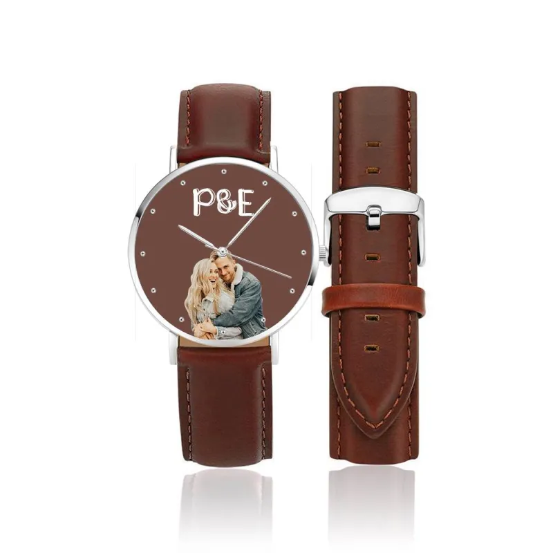 Custom Photo Leather Strap Watch With Text Unique Watch Valentine's Day GIfts 5