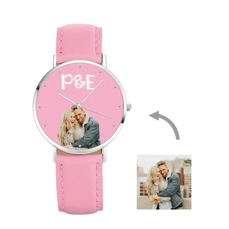 Custom Photo Leather Strap Watch With Text Unique Watch Valentine's Day GIfts 6