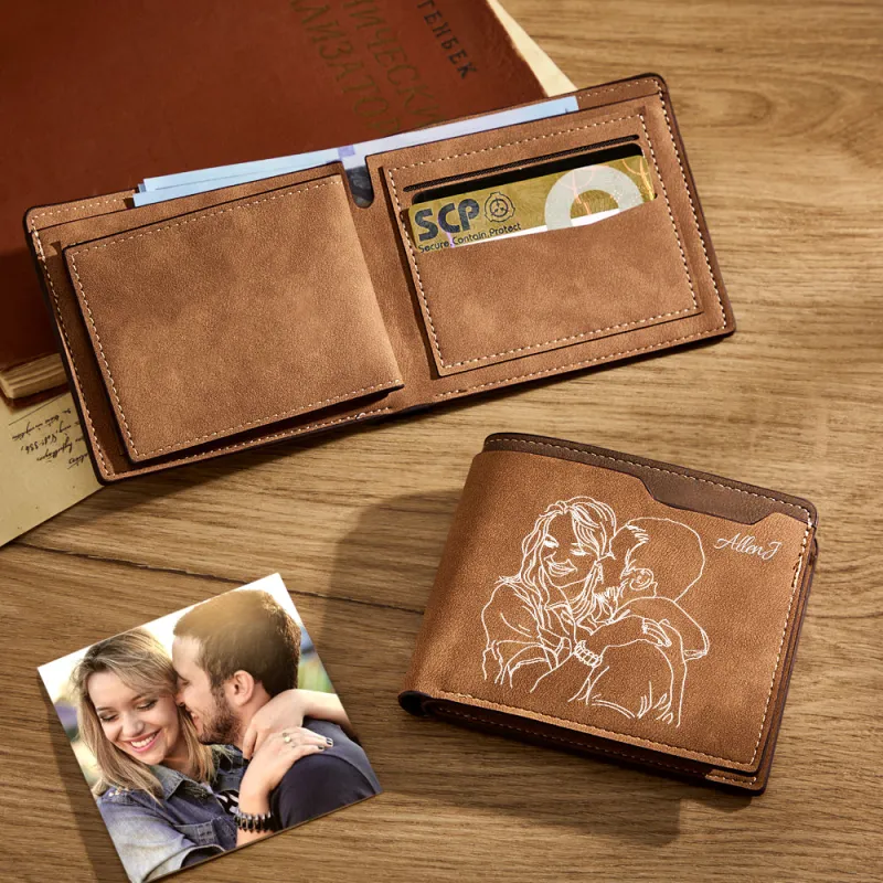 Custom Photo Line Wallet Engraved Wallet with Your Text