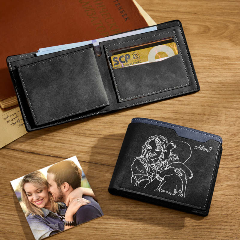 Custom Photo Line Wallet Engraved Wallet with Your Text 3