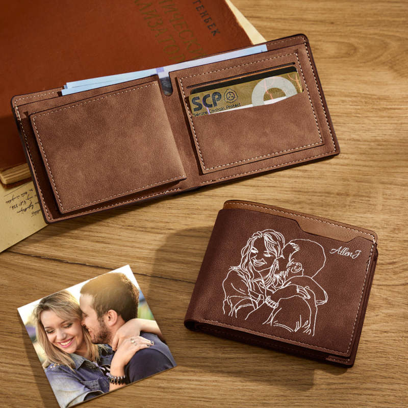 Custom Photo Line Wallet Engraved Wallet with Your Text 6