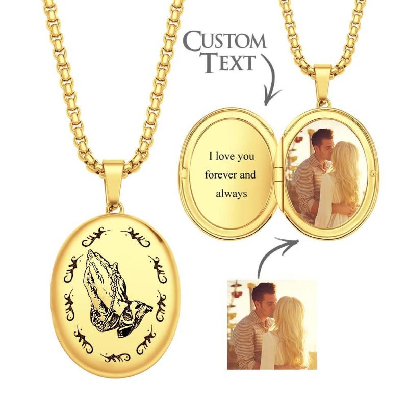 Custom Photo Locket Necklace Personalized Engravable Prayer Amulet Necklace Jewelry For Men Women 4