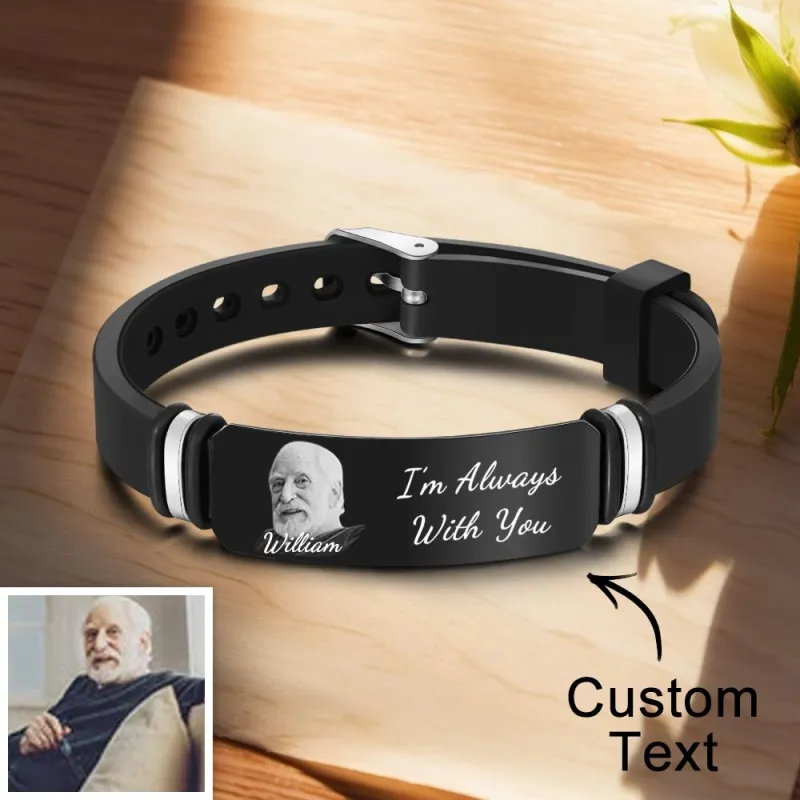 Custom Photo Memorial Bracelet Engraved Men's Bracelet Commemorate Photo Memory Gifts