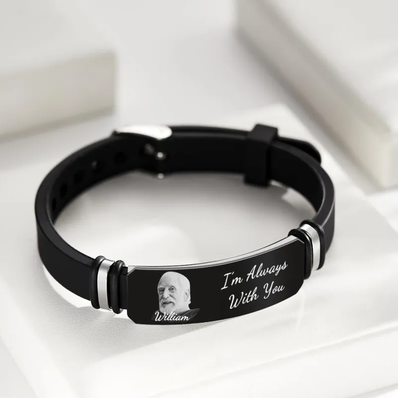 Custom Photo Memorial Bracelet Engraved Men's Bracelet Commemorate Photo Memory Gifts 1