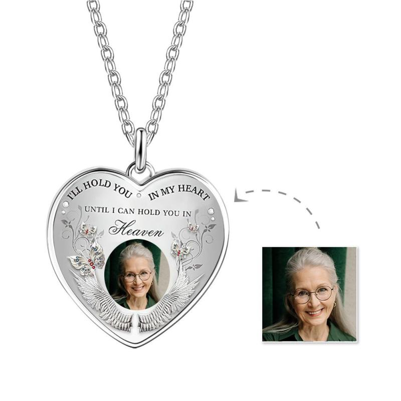 Custom Photo Necklace Hold You in My Heart Metal Gifts