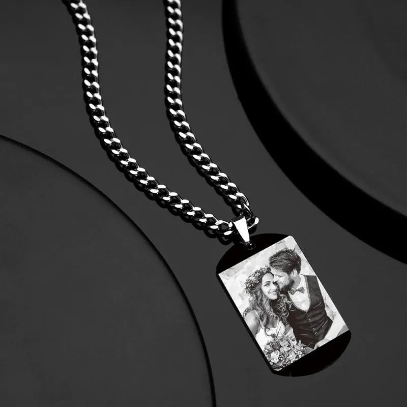 Custom Photo Necklace With Words Photo And Date Perfect Gift For Couple On Anniversary 3