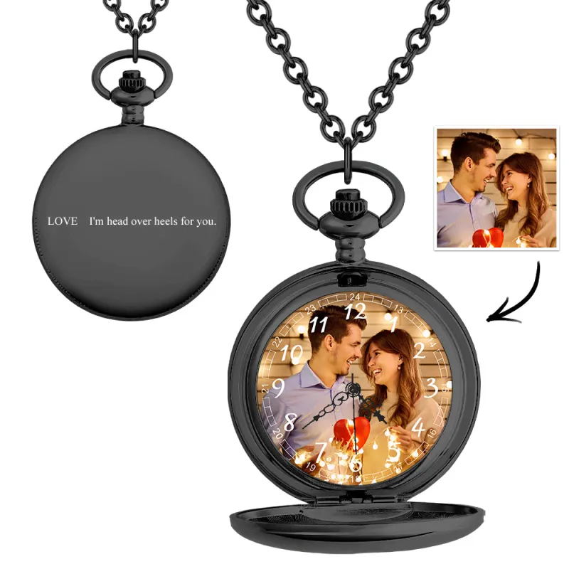 Custom Photo Pocket Watch Gift For Him Personalised Engravable Pocket Watches Valentine's Day Gift For Lover