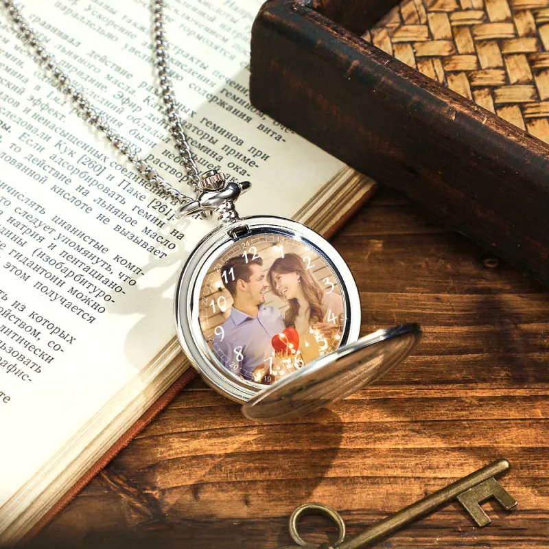 Custom Photo Pocket Watch Gift For Him Personalised Engravable Pocket Watches Valentine's Day Gift For Lover 3