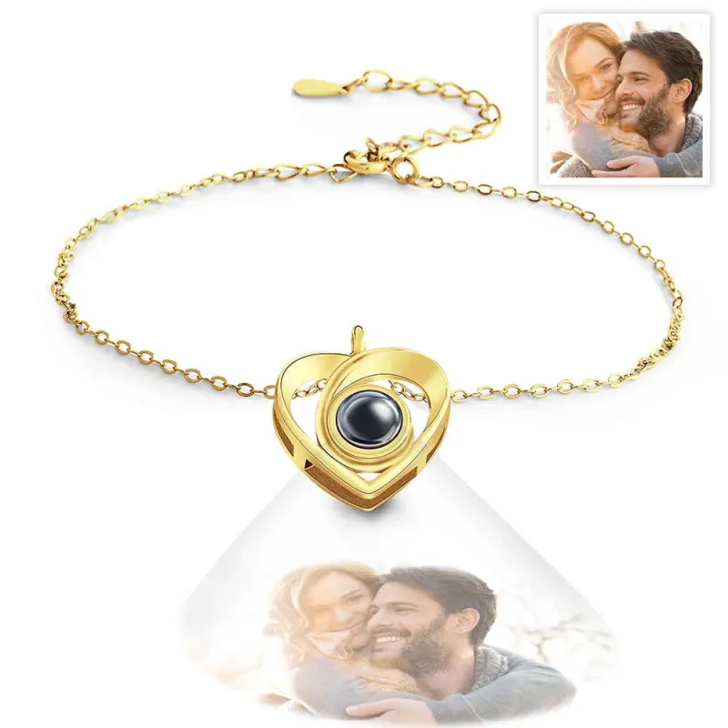 Custom Photo Projection Bracelet Picture Inside Heart Charm Bracelet For Her 1