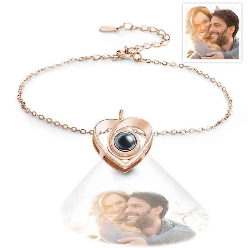 Custom Photo Projection Bracelet Picture Inside Heart Charm Bracelet For Her 2