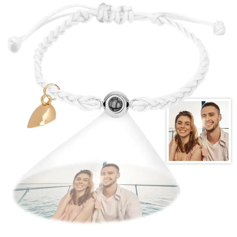 Custom Photo Projection Bracelet Simple Woven Heart Magnetic Bracelet Christmas Gift for Couple 5