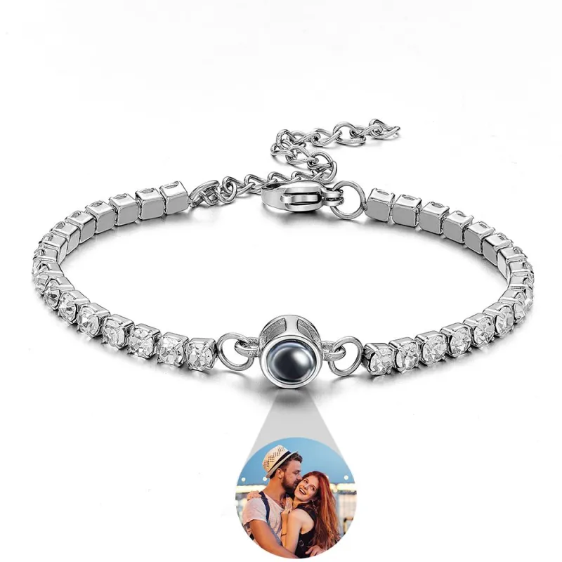 Custom Photo Projection Bracelet Tennis Bracelet Fashionable All Diamonds Bracelet Gifts For Her