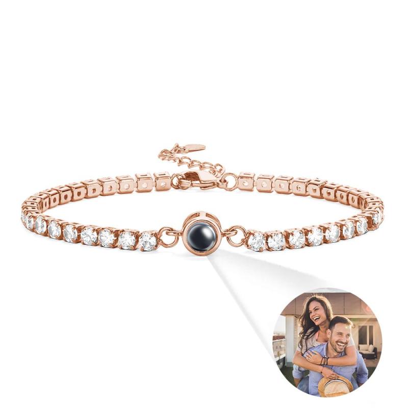 Custom Photo Projection Bracelet Tennis Bracelet Fashionable All Diamonds Bracelet Gifts For Her 3