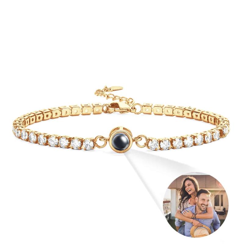 Custom Photo Projection Bracelet Tennis Bracelet Fashionable All Diamonds Bracelet Gifts For Her 2