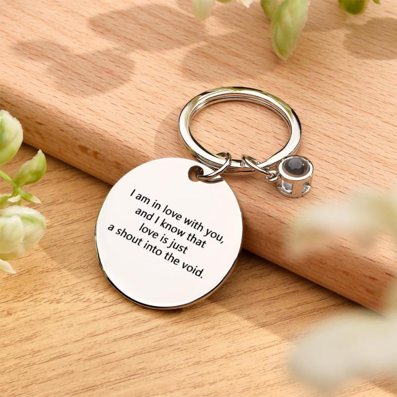 Custom Photo Projection Keychain Personalized Calendar with Text Key Ring 2