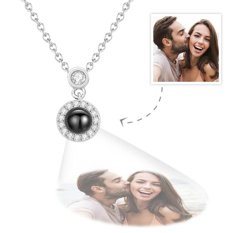 Custom Photo Projection Necklace Petite Halo Photo Necklace Gift for Women