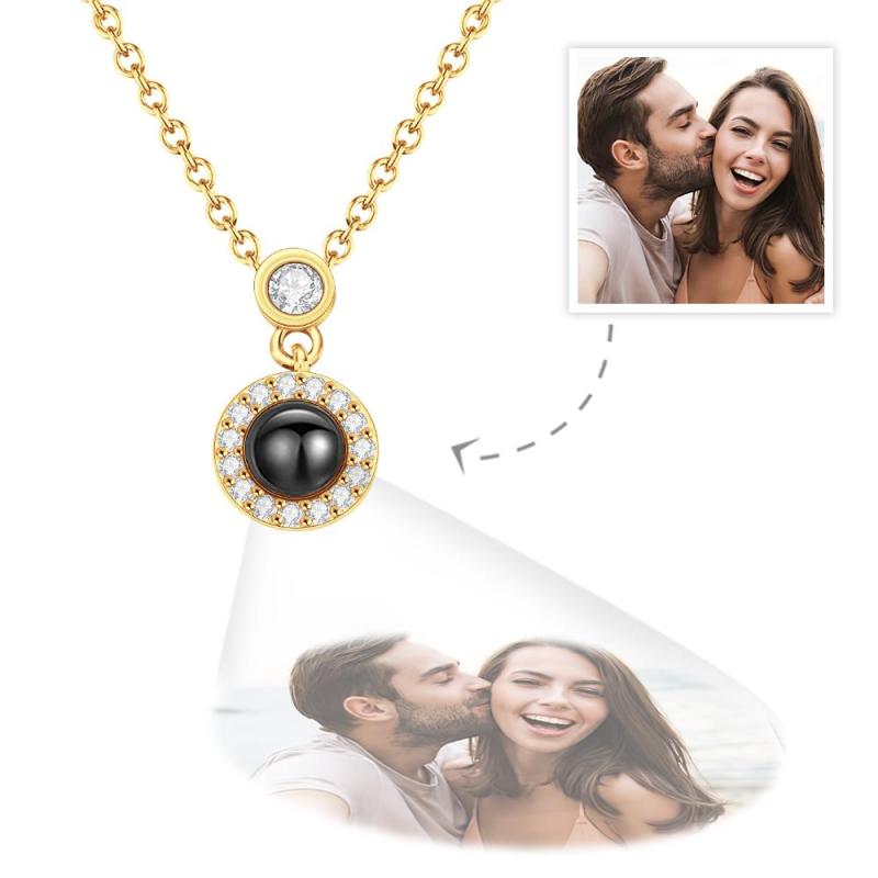 Custom Photo Projection Necklace Petite Halo Photo Necklace Gift for Women 3