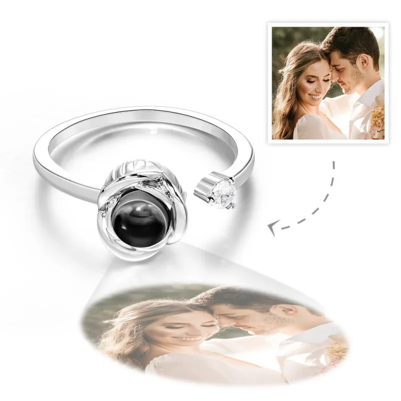 Custom Photo Projection Ring Personalized Photo Open Ring Valentine's Day Gift