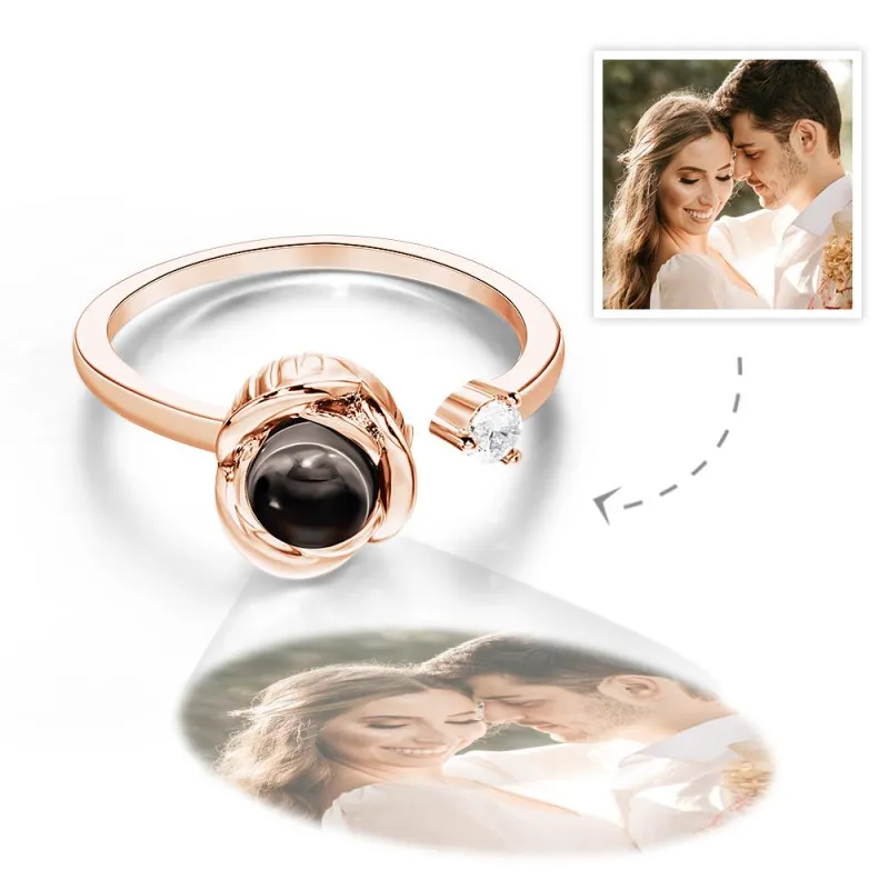 Custom Photo Projection Ring Personalized Photo Open Ring Valentine's Day Gift 1