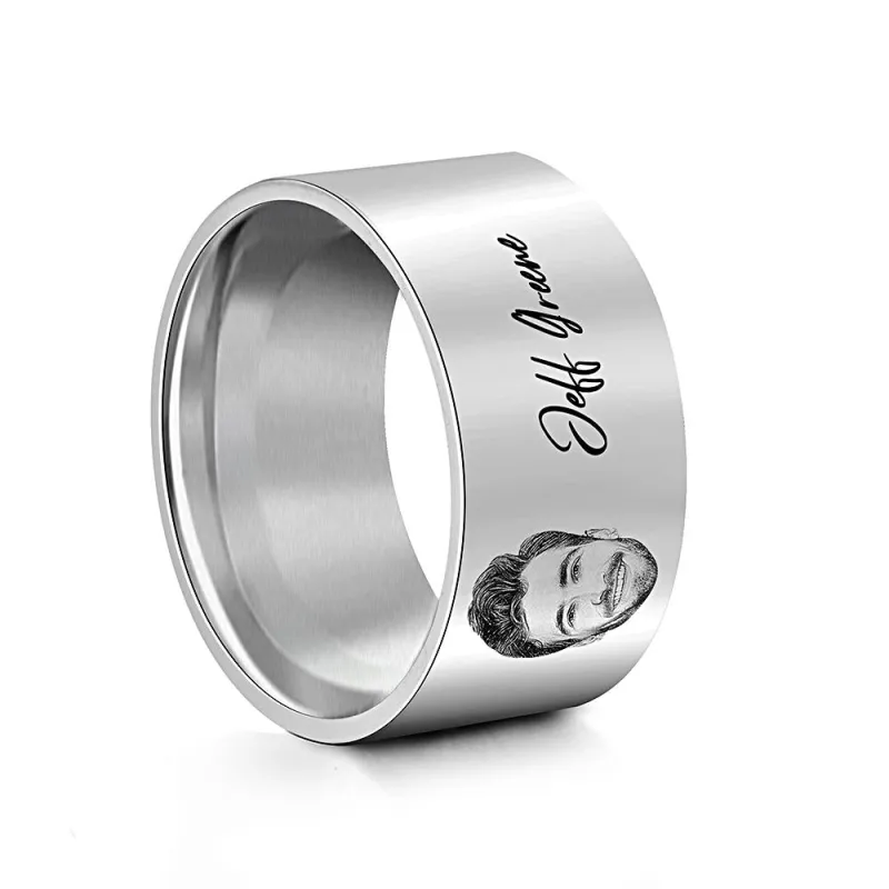 Custom Photo Ring Personalized Men's Ring With Engraved Words Perfect Gift For Couples On Anniversary Or For Dad On Father's Day 2