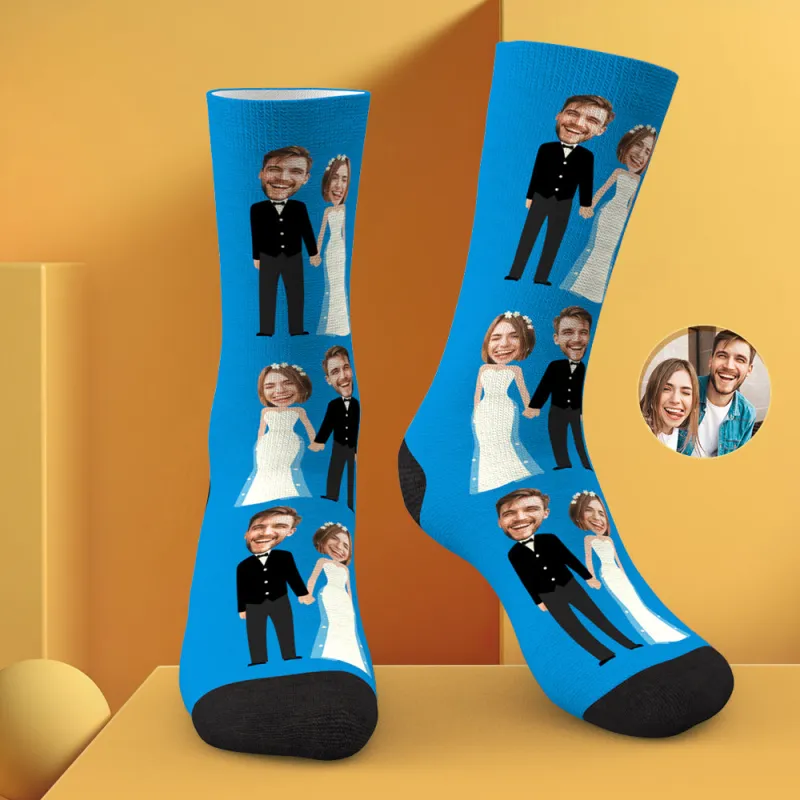 Custom Photo Socks Funny Wedding Photo Couple Gifts 2