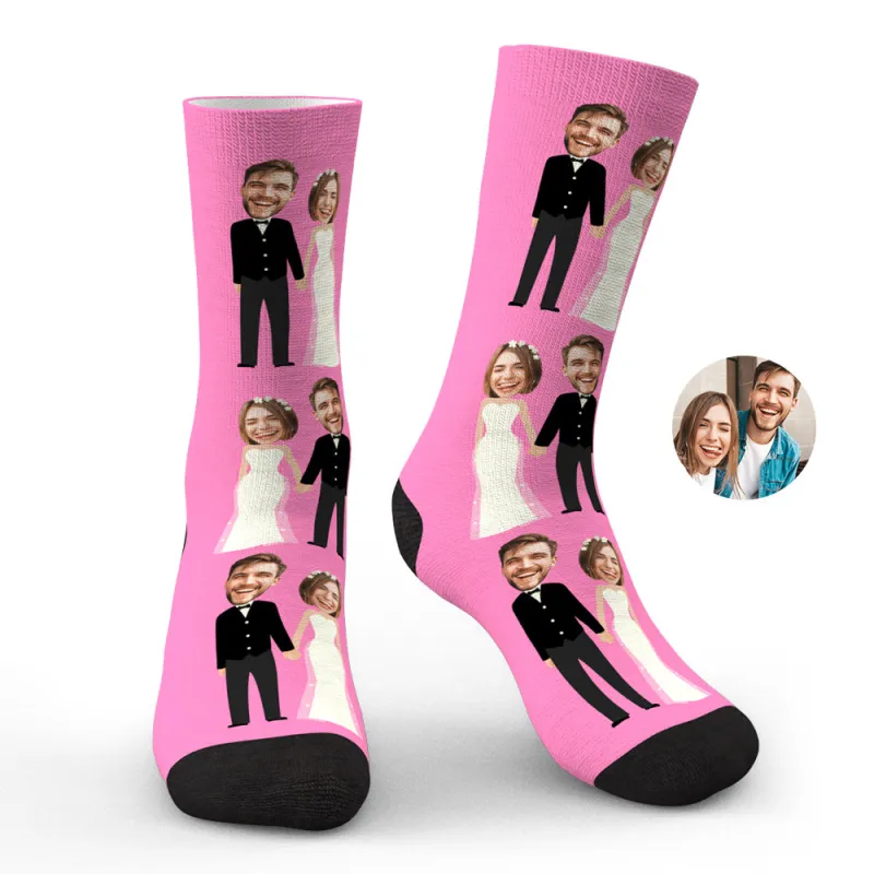 Custom Photo Socks Funny Wedding Photo Couple Gifts 3