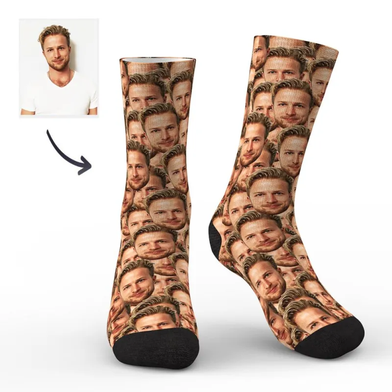 Custom Photo Socks with Engraving, Face Mash Socks