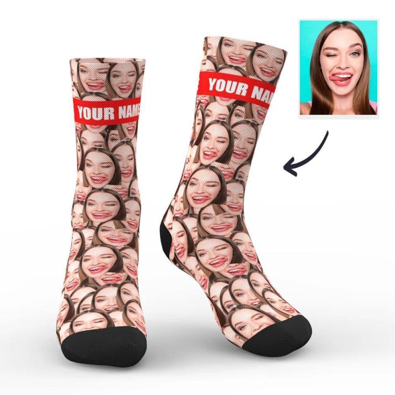 Custom Photo Socks with Engraving, Face Mash Socks 1