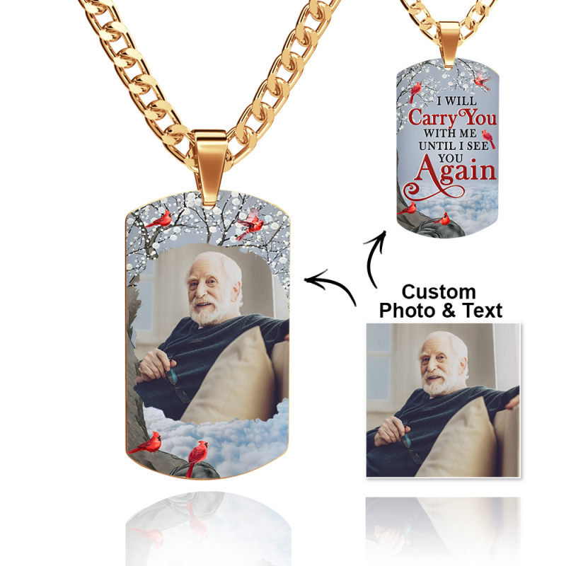 Custom Photo Tag Memorial Engraved Necklace with Engraving Stainless Steel Men's Necklace 5