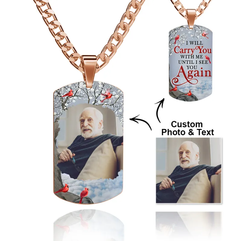 Custom Photo Tag Memorial Engraved Necklace with Engraving Stainless Steel Men's Necklace 6