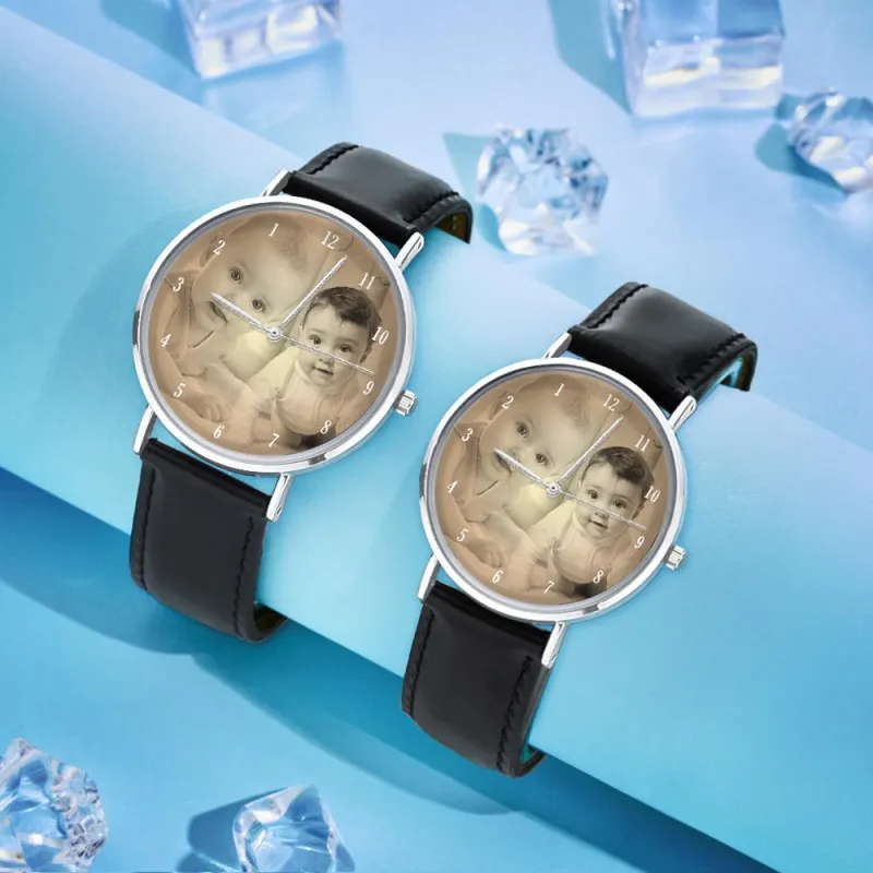 Custom Photo Watch Backward Watch Gift for Couple 1