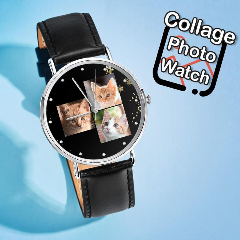 Custom Photo Watch Personalized Collage Photo Watch for Cat Owner