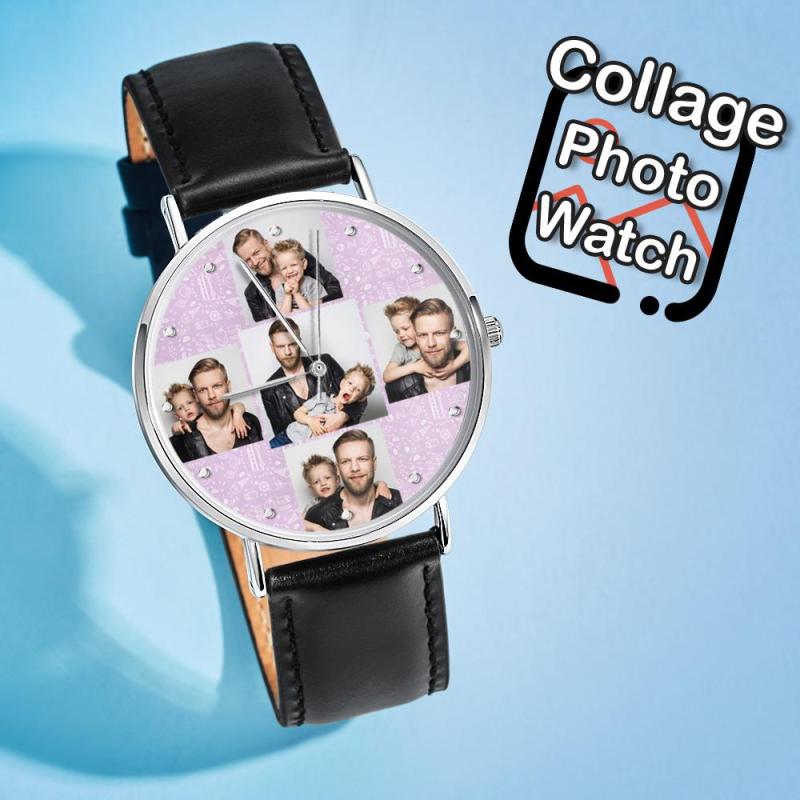 Custom Photo Watch Personalized Collage Photo Watch Gift for Father