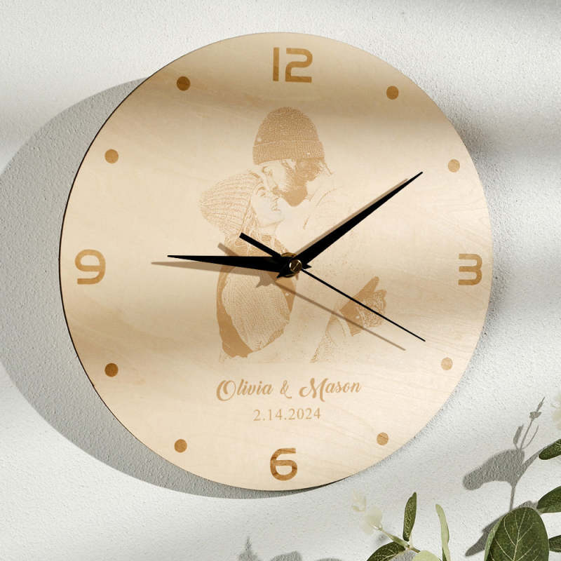 Custom Photo Wooden Clock Love Valentine's Day Gifts